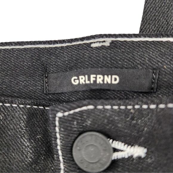 GRLFRND Coated Black White Stitch Denim Aurelia Jeans in Lights Out Sz 26 - Picture 13 of 14